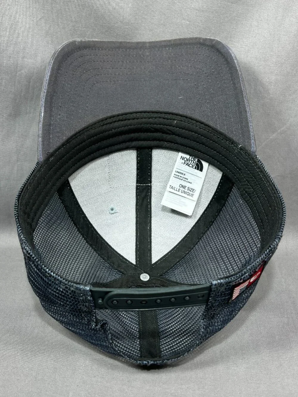 North Face Mudder Snapback Hat Cap Gray Hiking Outdoor Trucker Mesh Patch Mens - Picture 15 of 16